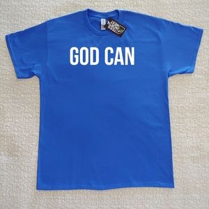 NWT GOD CAN Graphic Tee, Various Sizes, Royal Blue, Short Sleeved